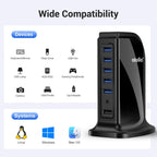atolla, hub USB 3.0 de 7 puertos, alimentado, adaptador 5V/4A