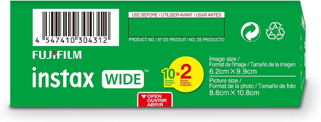 Fujifilm Instax Wide Instant Film Twin Pack con paño de microfibra...