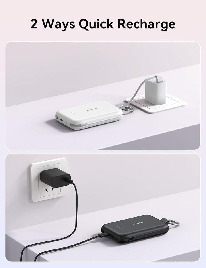 RORRY Cargador portátil, 10000 mAh PD 30 W, cargador portátil de ca...