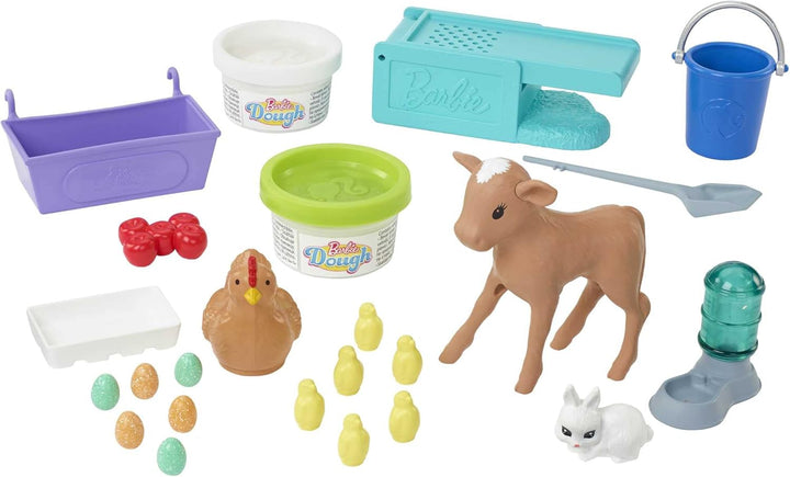 Muñeca y juego de Barbie con cooperativa, animales, masa, moldes y...