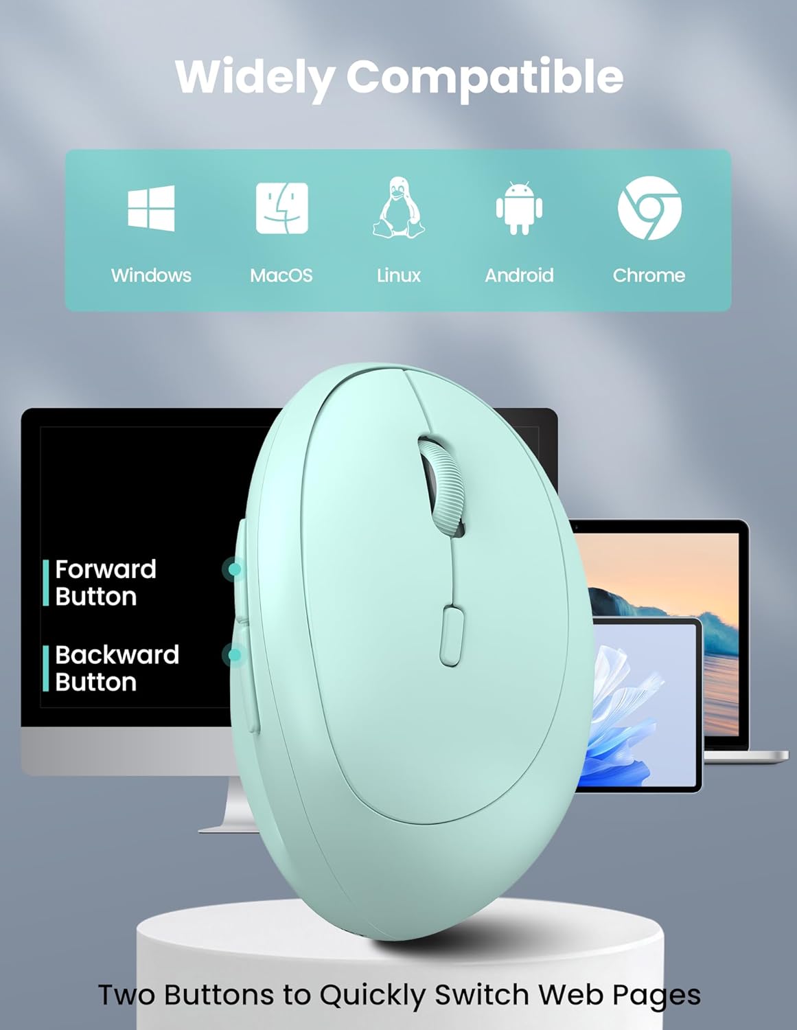 TECKNET Ratón Ergonómico, Ratón Inalámbrico Vertical Bluetooth, Bat...