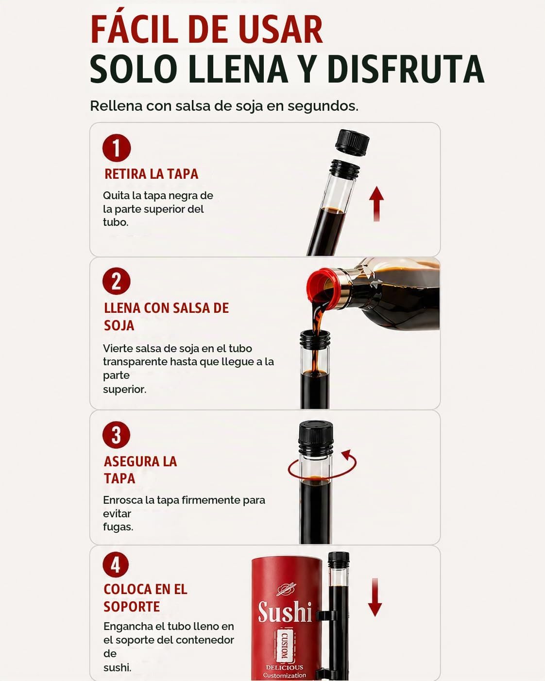 Tubo de sushi portátil, contenedor de sushi push-up, sin manos para comer sushi, soporte para rollo de sushi sobre la marcha con tubo de salsa para viajes, fiestas y comida para llevar (paquete