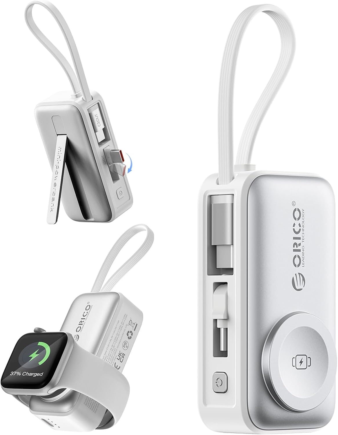 ORICO Cargador portátil de 5000 mAh con cable USB-C incorporado | M...