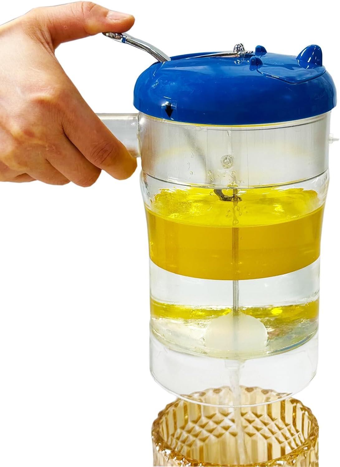 Separador de salsa de grasa de vidrio, 4 tazas, filtro de acero inoxidable