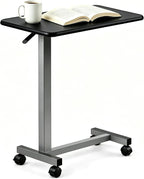 Mesa de noche ajustable con ruedas, mesa de noche neumática con elevación de altura, escritorio de pie para uso doméstico y oficina, ideal para personas mayores y movilidad limitada (negro)
