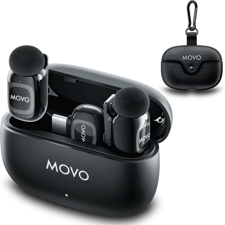 Movo NanoMic - Micrófono inalámbrico Lightning dual para iPhone 14...