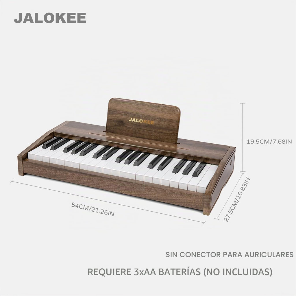 Teclado de piano para niños, piano digital para niños, instrumento educativo musical, juguete de madera para niñas y niños a partir de 3 años (nogal, 37 teclas)