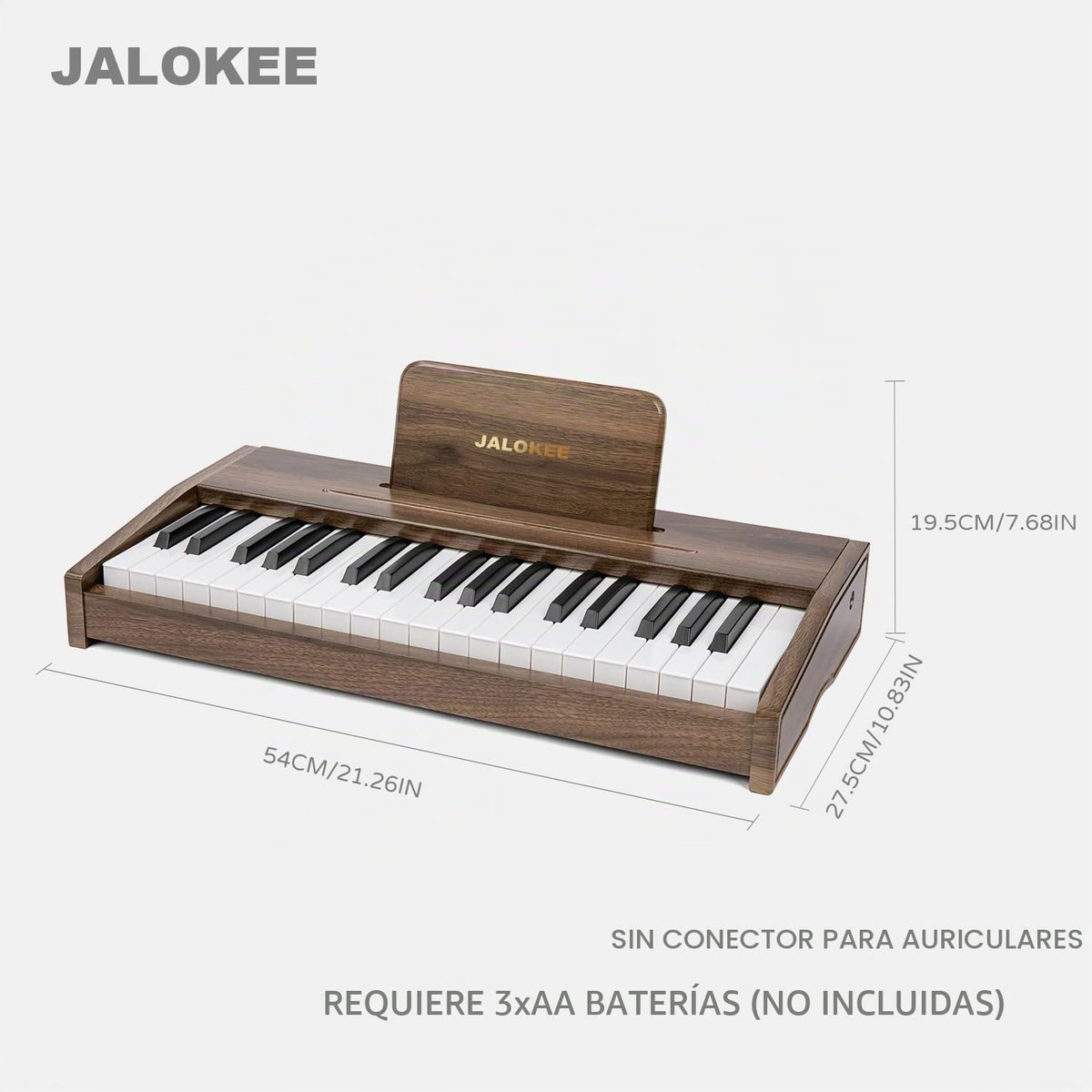 Teclado de piano para niños, piano digital para niños, instrumento educativo musical, juguete de madera para niñas y niños a partir de 3 años (nogal, 37 teclas)
