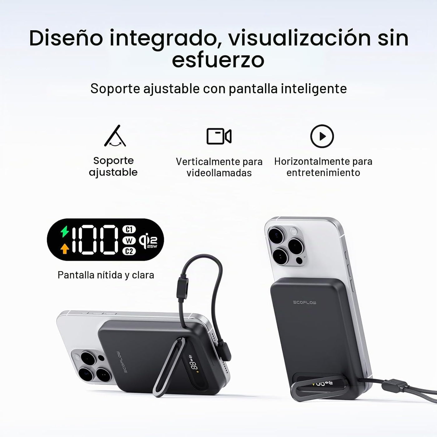 EF ECOFLOW Rapid Mag Power Bank, Qi2.2 25W MagSafe, cargador portát...
