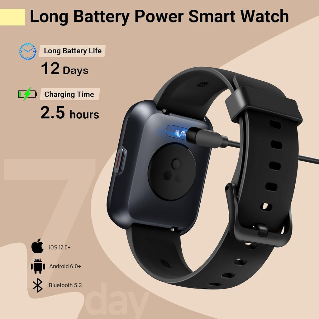 Reloj inteligente para mujeres/hombres, compatible con Android y iPhone, reloj de seguimiento de actividad física de 1.8 pulgadas con Alexa, alertas de llamadas y notificaciones, monitor de frecuencia