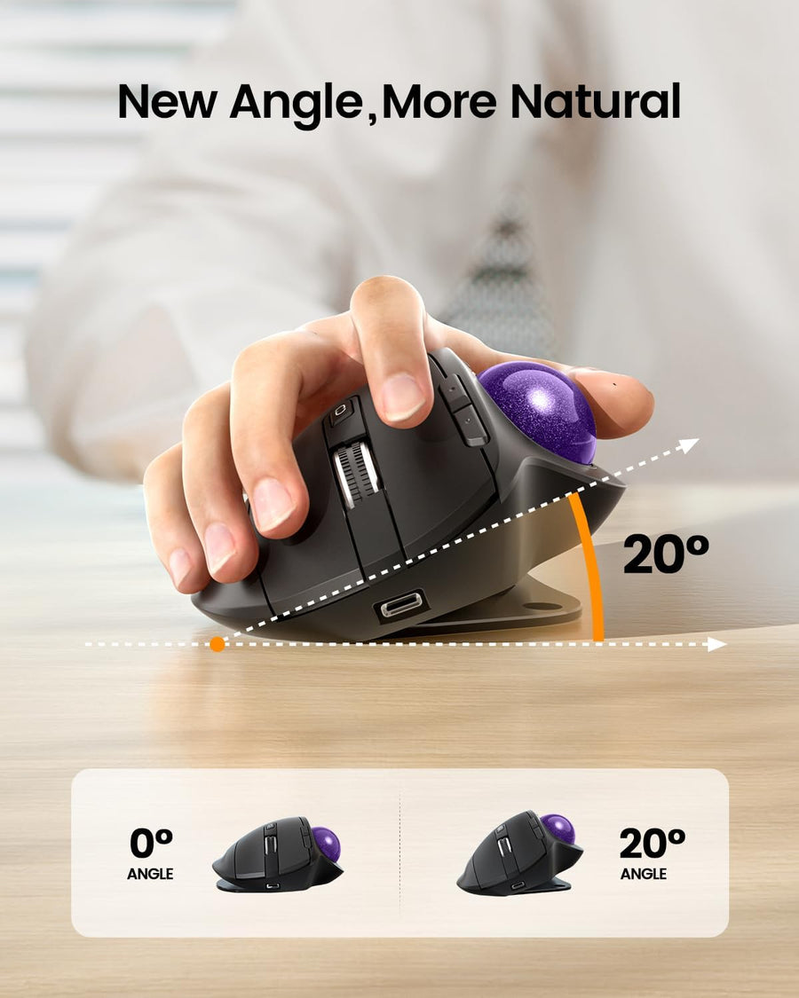 ProtoArc Ratón Trackball Inalámbrico, EM01 NL Ergonómico Bluetooth...
