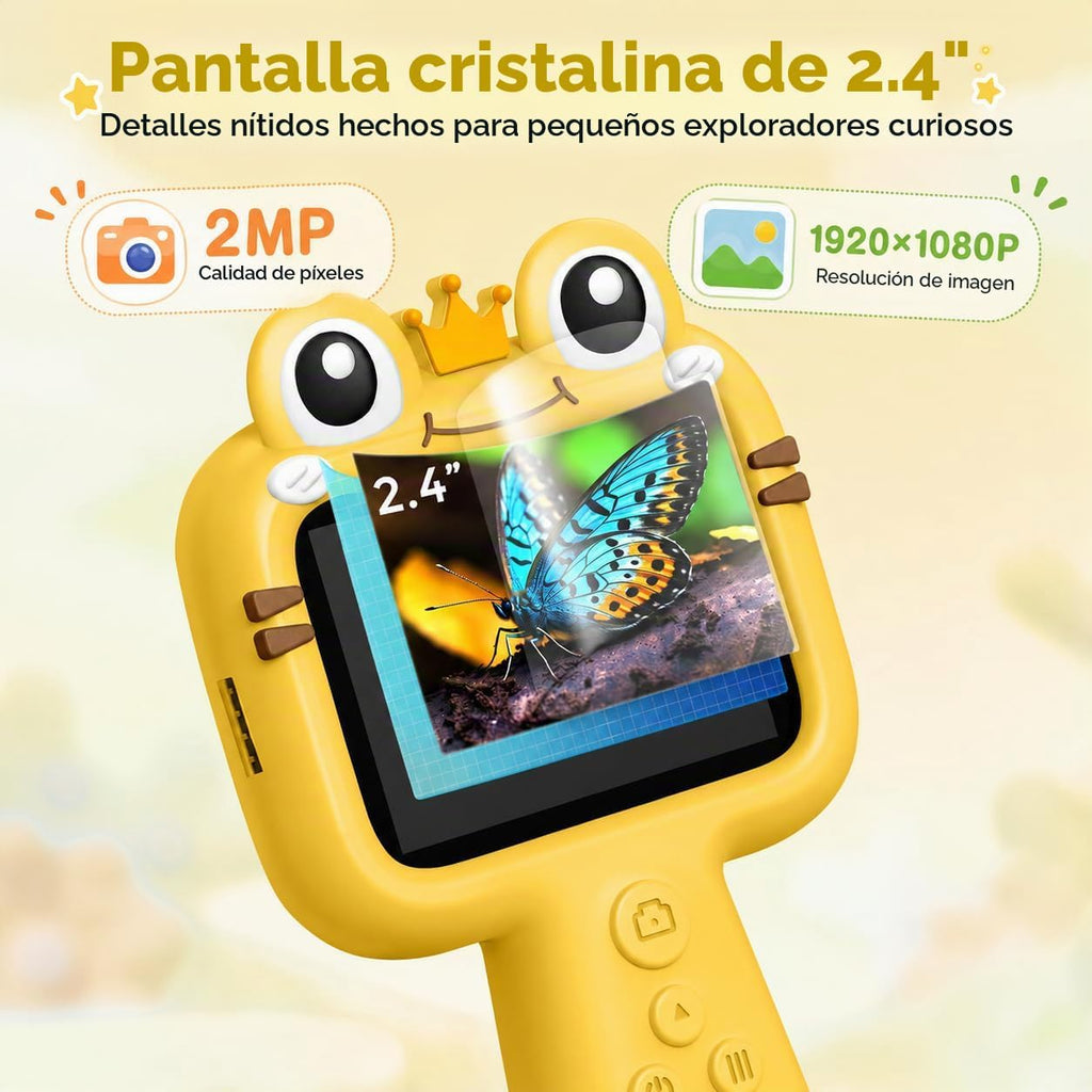Cámara de boroscopio de juguete para niños, juguete educativo STEM Science al aire libre para niños de 4, 5, 6, 7, 8, 9, 10 años, regalo de cumpleaños, cámara infantil de 2.4 pulgadas para aventuras al aire libre y descubrimiento de la naturaleza (amarill