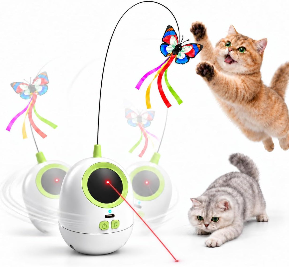 Fuufome Juguetes interactivos para gatos de interior: juguete automático