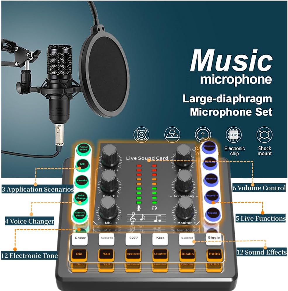 Paquete de equipo de podcast, paquete de estudio de grabación BM-80...