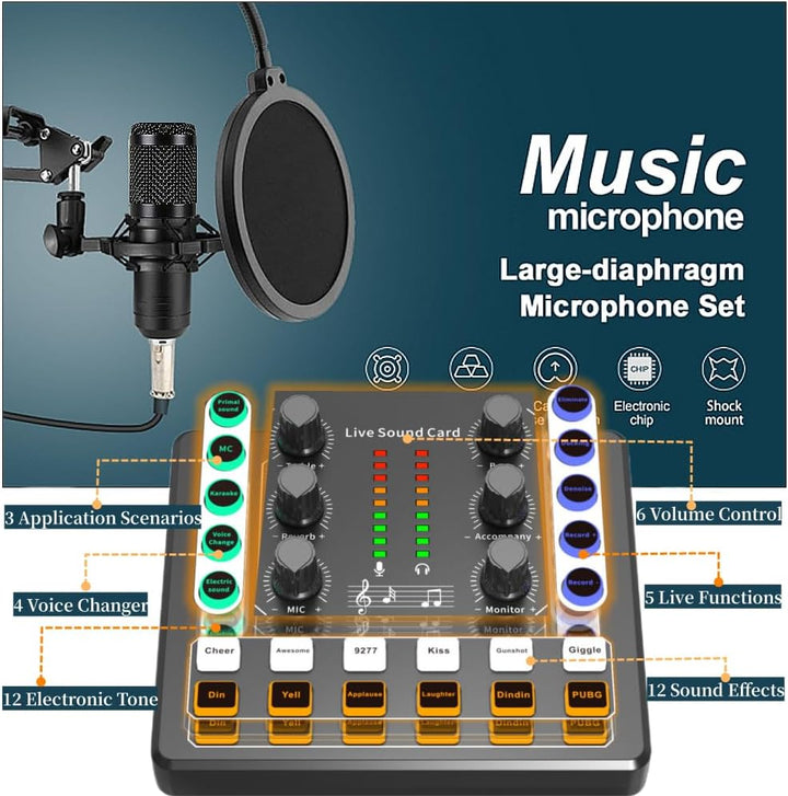 Paquete de equipo de podcast, paquete de estudio de grabación BM-80...