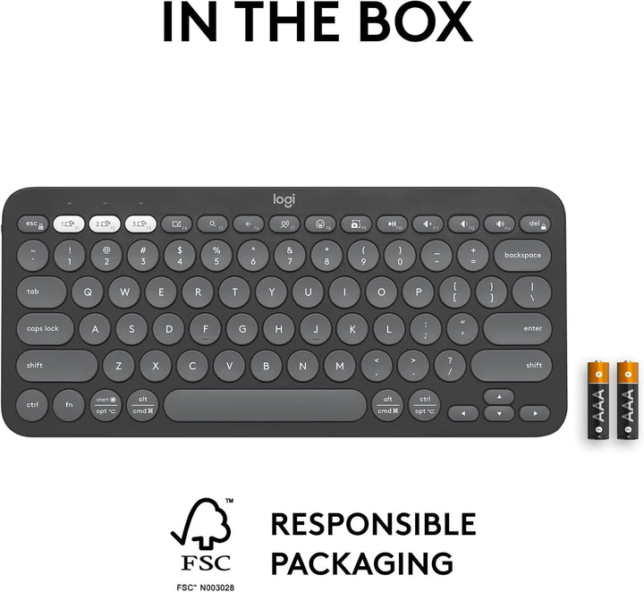 Logitech Pebble Keys 2 K380s, teclado inalámbrico Bluetooth multidi...