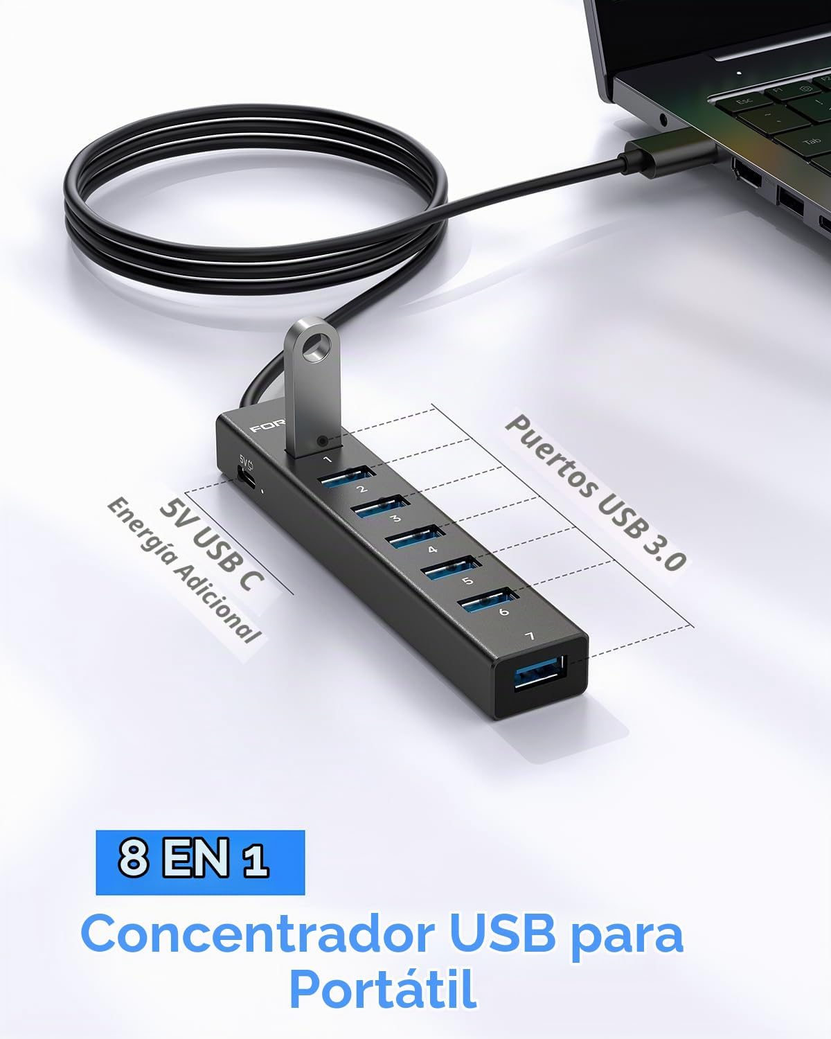 FORIDA, hub USB 3.0 alimentado, adaptador 5V/3A