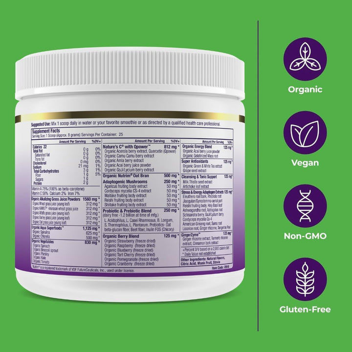 Paradise Herbs ORAC Energy Greens, superalimento en polvo de bayas,...