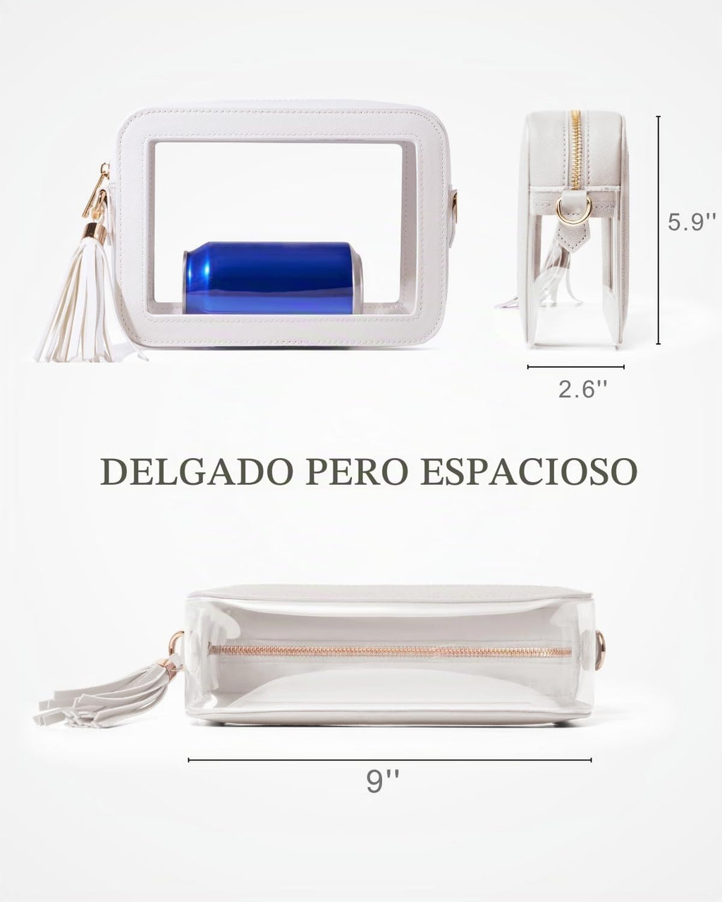 Bolsa Transparente para Eventos en Estadios – Bolso Cruzado Transparente Aprobado para Estadios para Mujeres, Conciertos, Deportes y Festivales