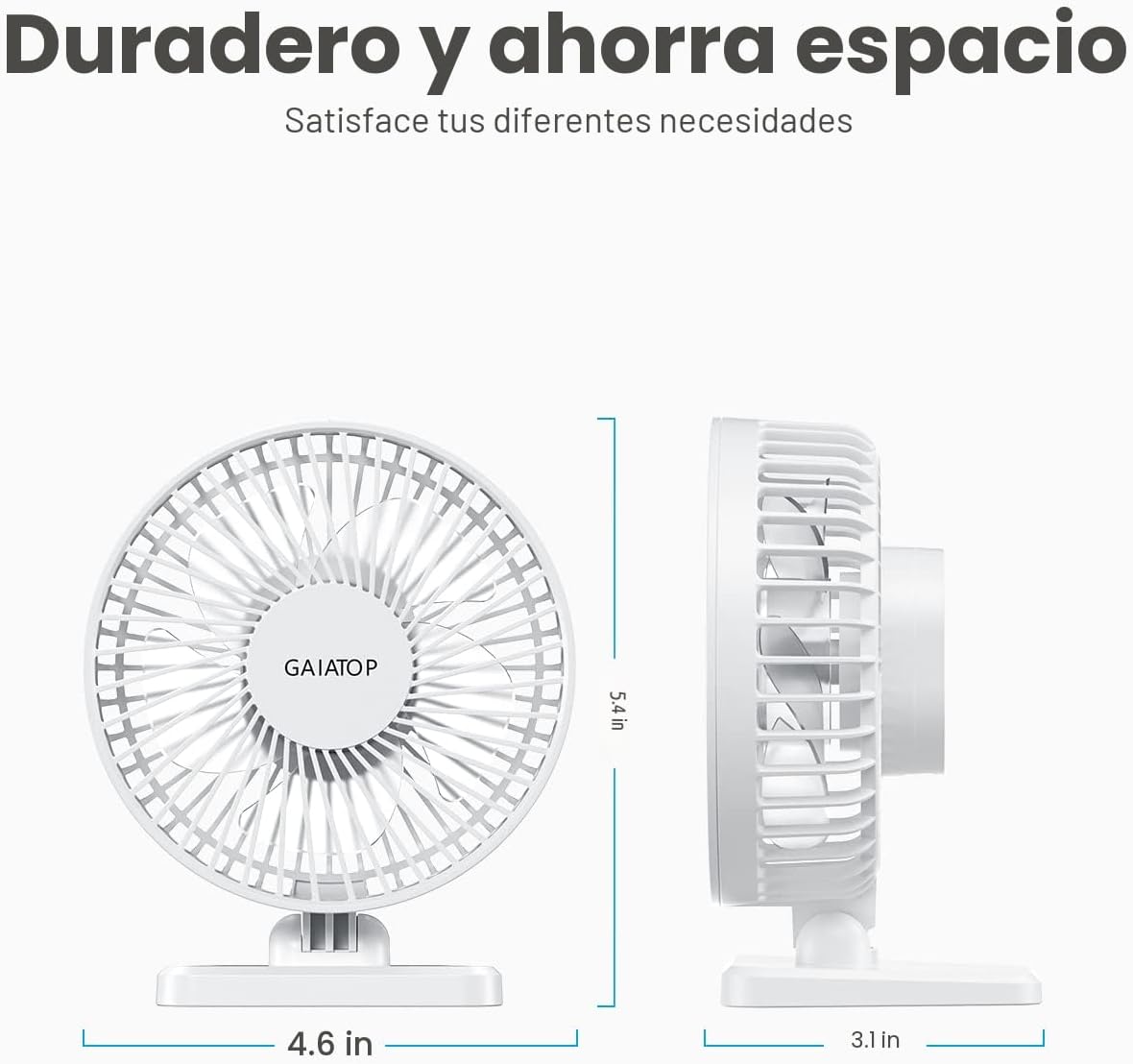 Gaiatop - Ventilador de escritorio USB, pequeño pero potente, perso...
