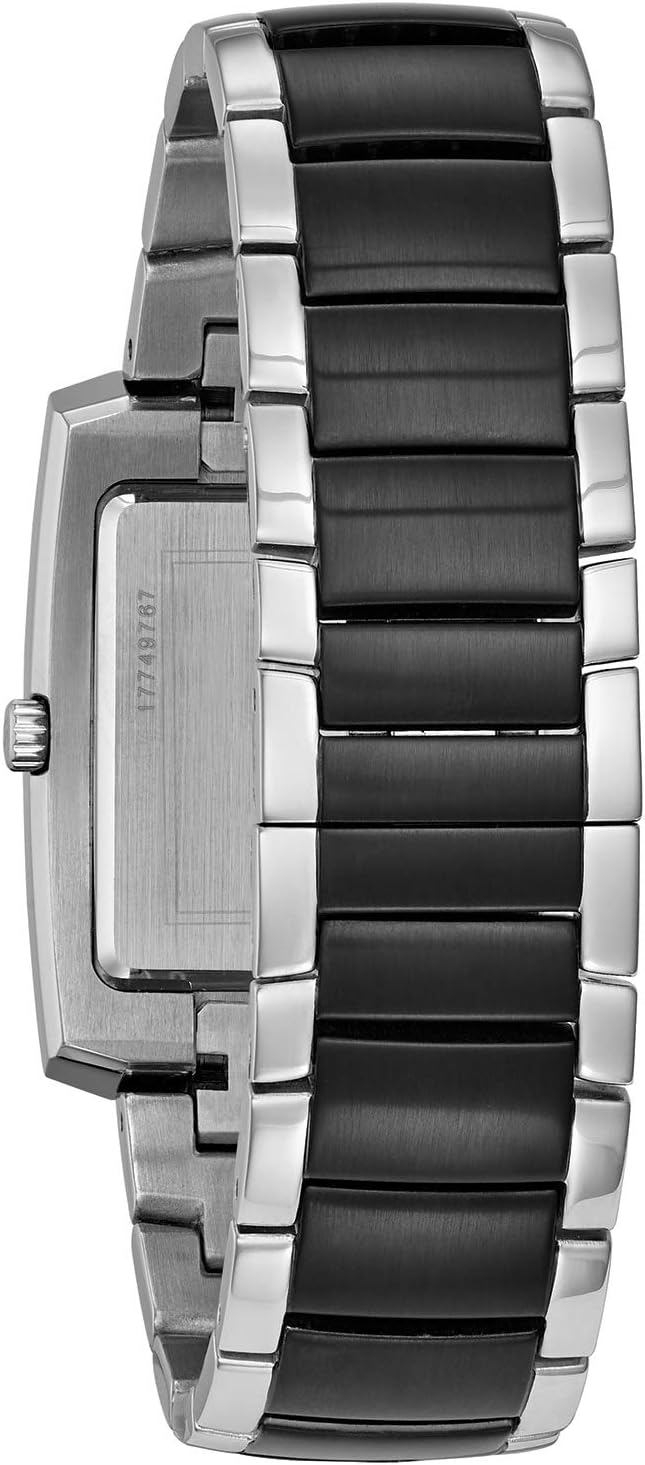Bulova Reloj clásico de cuarzo de dos agujas para hombre, rectangular