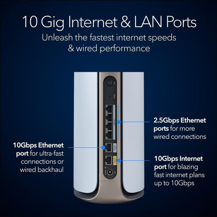 NETGEAR Orbi Serie 970 Router WiFi 7 de cuatro bandas (RBE971S), ca...
