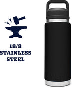 YETI Rambler - Botella de 26 oz, aislada al vacío, de acero inoxidable con tapa Chug, color negro