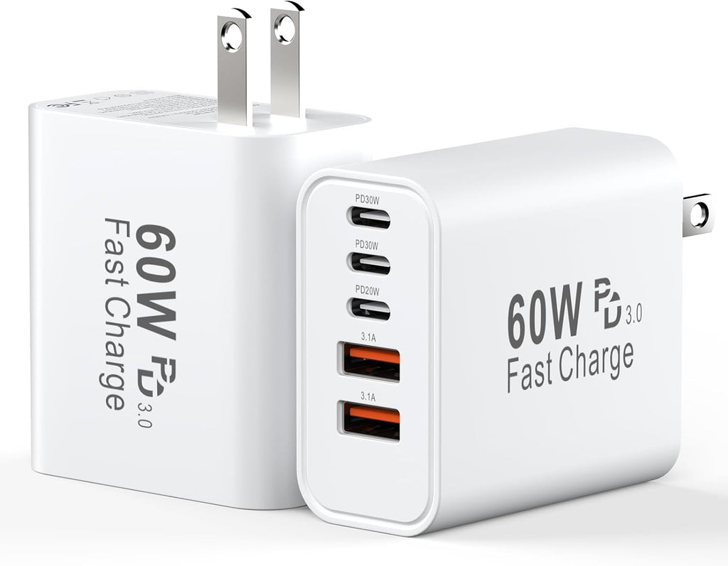 Bloque de Cargador USB-C 60W Cargador Rápido para iPhone 18 Pro Max, Enchufe de Pared USB Type-C