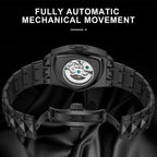 Tiong Triangle Skeleton Reloj Mecánico Automático para Hombre, Correa de Acero Inoxidable Reloj Deportivo para Hombre