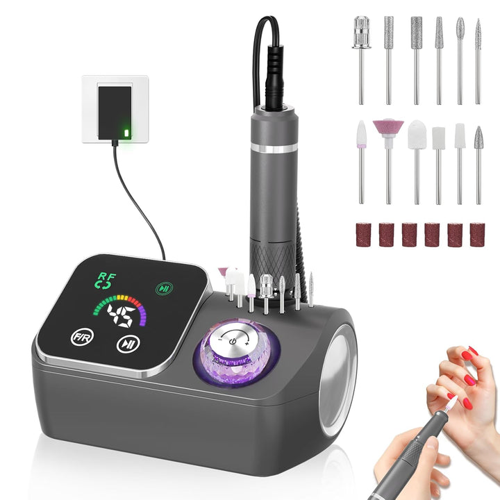 PYVOLA Taladro de uñas eléctrico profesional E-File - Kit de brocas...