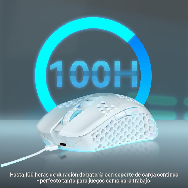 SOLAKAKA SM600 - Ratón inalámbrico blanco para juegos, tres modos B...