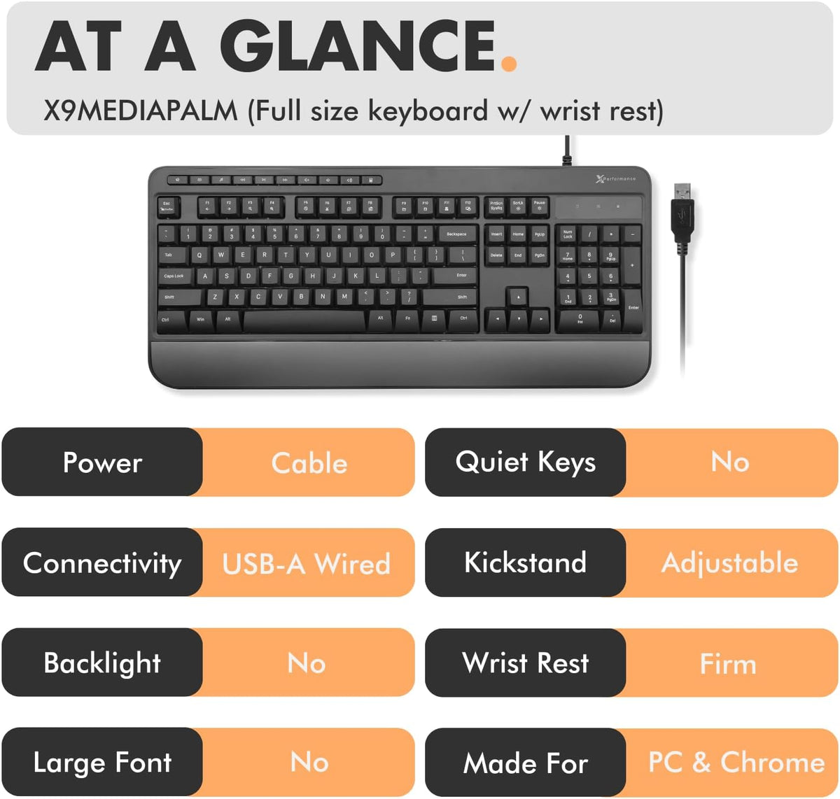 Teclado con cable X9, escritura cómoda, teclado USB ergonómico de t...