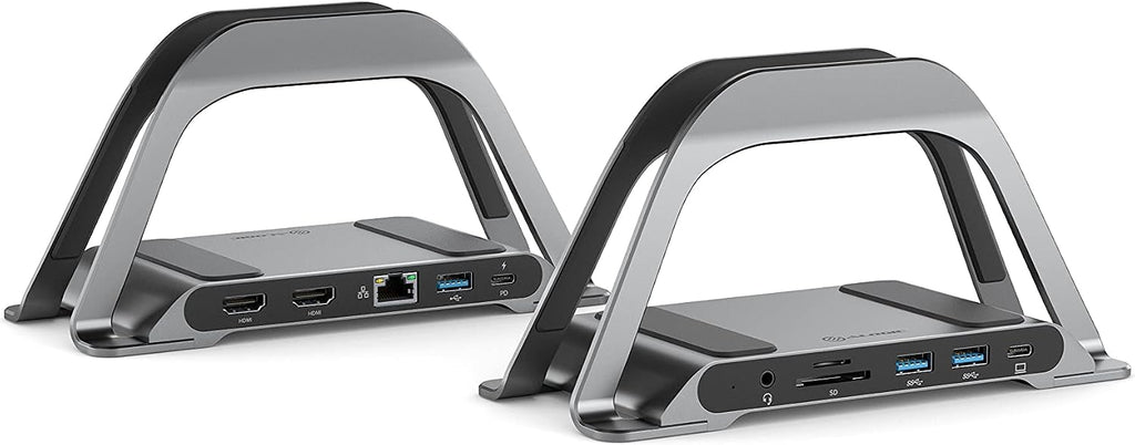 ALOGIC 10 en 1 USB-C Dual Monitor Dock con 2 HDMI, 3 puertos USB, lector de tarjetas SD y microSD, entrega de energía de 100 W, Gigabit Ethernet y conector de audio de 0.138 in