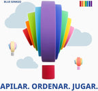 BLUE GINKGO - Rompecabezas de silicona de arco iris | Juego de anidación Montessori | Juguetes sensoriales apilables para niños y niños pequeños – 10 capas (Vibrante)