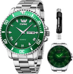 OPK Relojes para hombres de diamantes romanos analógicos relojes impermeables grandes de acero inoxidable para hombre, reloj de pulsera de negocios para padre, reloj de regalo, azul