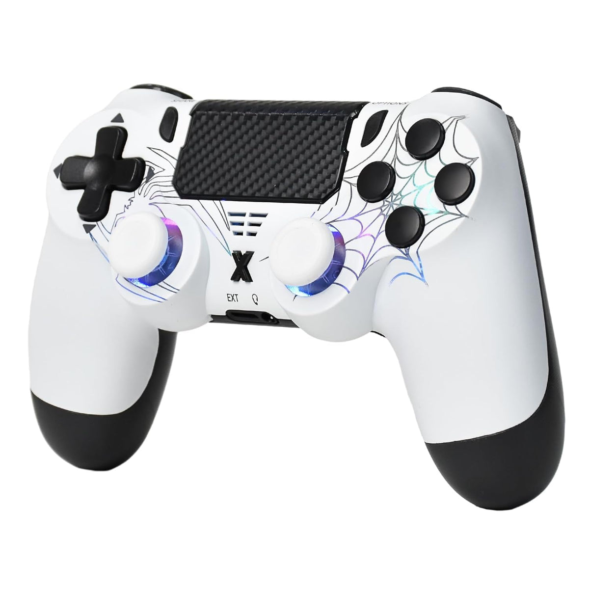mone Wireless Controller for PS4\/PC, White Spider Design, Hall Eff...