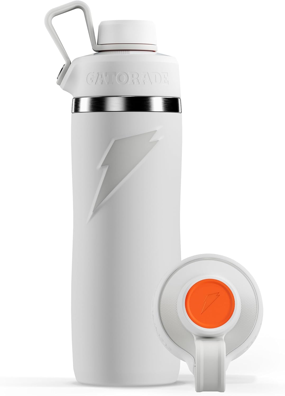Gatorade 'Overtime' - Botella de agua de acero inoxidable de 22 onzas, tapa giratoria, color blanco