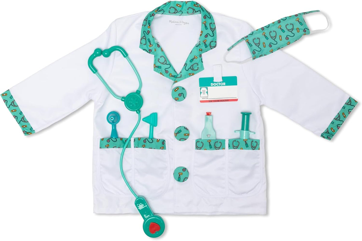 Melissa & Doug - Disfraz para jugar a ser doctor (embalaje libre de frustración)
