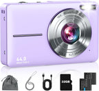 Cámara digital, FHD 1080P - Cámara de apuntar y disparar para niños, Púrpura