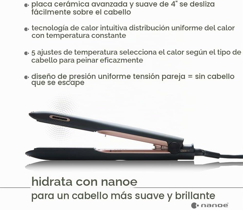 Panasonic Nanoe EH-HS99-K - Plancha plana para cabello sano y brill...