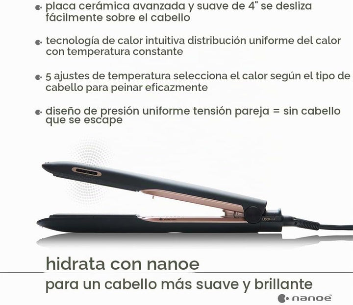 Panasonic Nanoe EH-HS99-K - Plancha plana para cabello sano y brill...