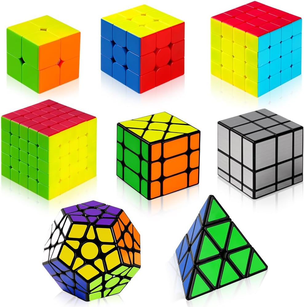 Speed Cubes - Paquete de 8 cubos de rompecabezas mágicos para niños y