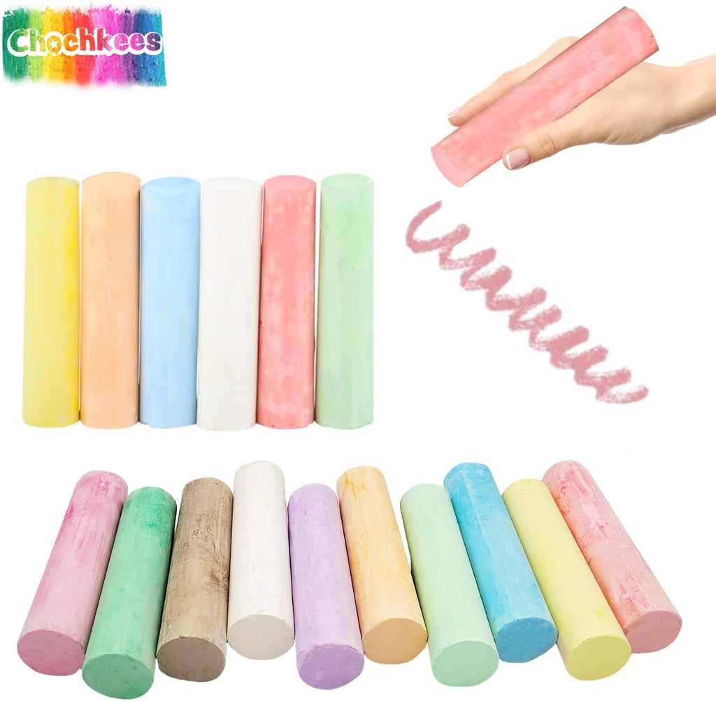 Chochkees 180 tizas jumbo surtidas para acera, tiza lavable de color neón, ideal para arte al aire libre, niños y niñas, perfecto para recuerdos de fiesta, 4 pulgadas de alto (paquete de 180)