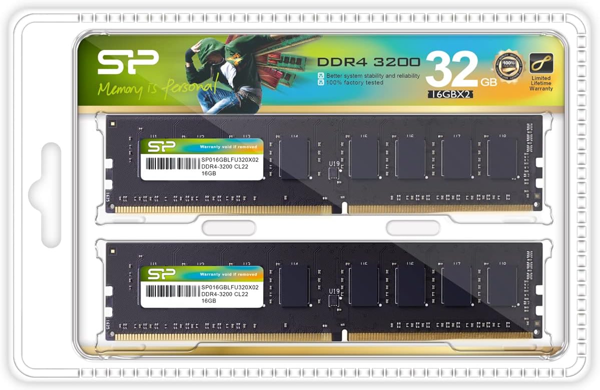 Silicon Power DDR4 32 GB (2 x 16 GB) 3200 MHz (PC4-25600) CL22 UDIM...