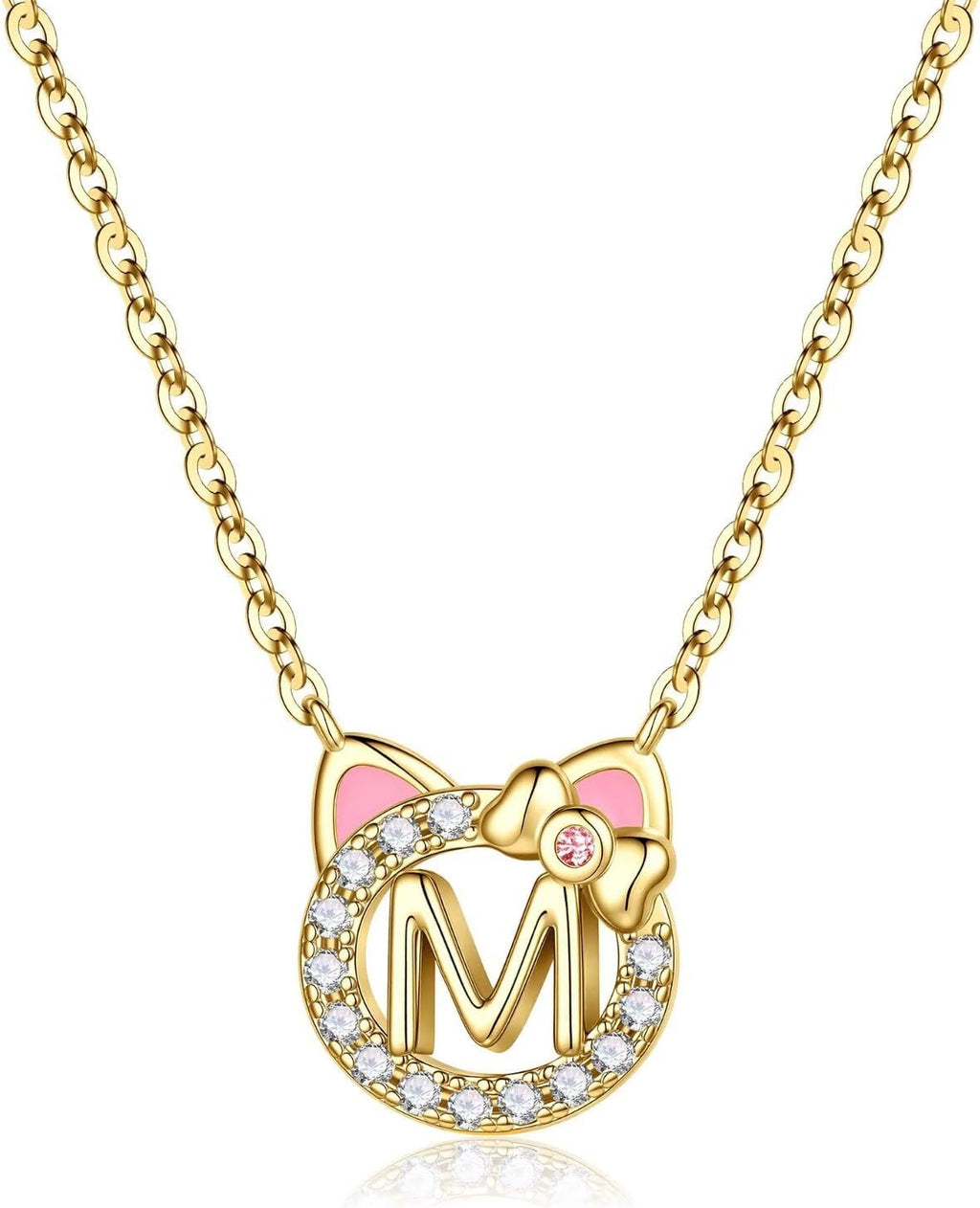 MONOOC Regalos de gato para niñas - Collar con inicial de gato pequeño para