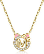 MONOOC Regalos de gato para niñas - Collar con inicial de gato pequeño para