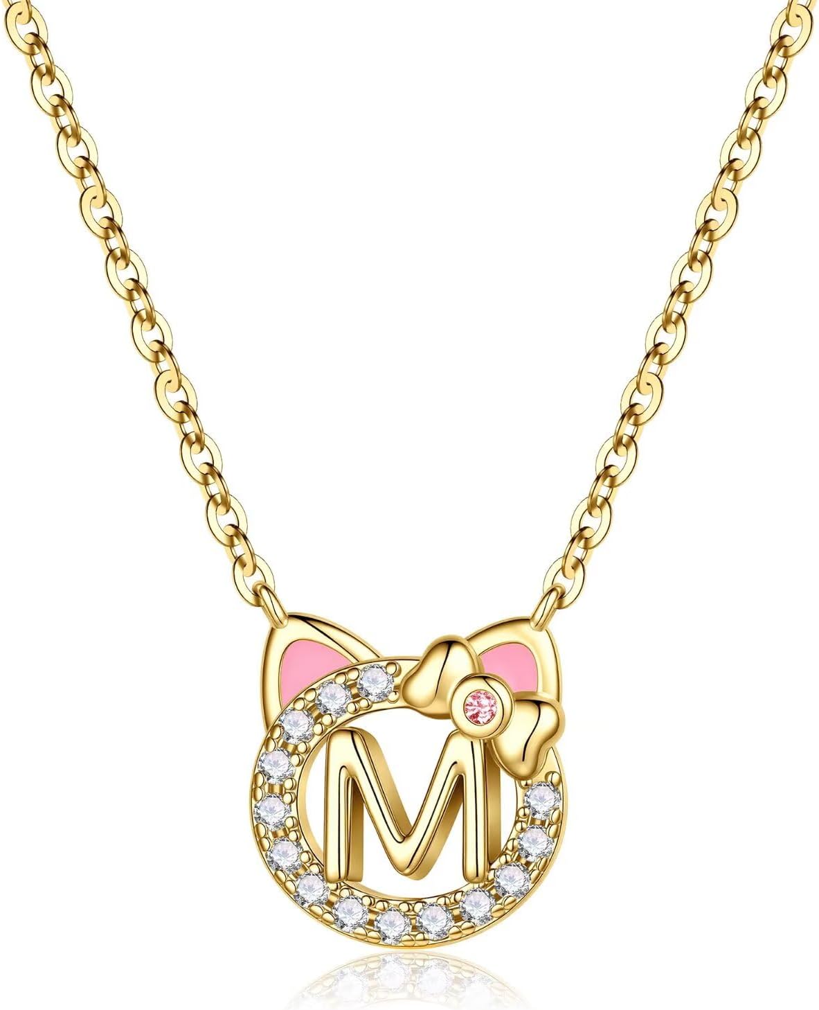 MONOOC Regalos de gato para niñas - Collar con inicial de gato pequeño para