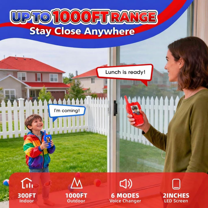 Walkie Talkies de video para niños, paquete de 2 walkie talkies rec...