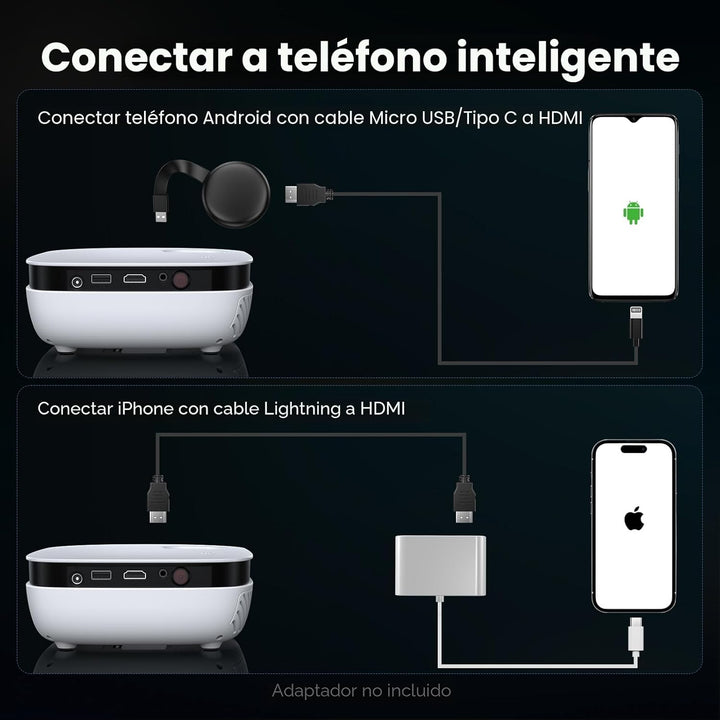 NICPOW - Mini proyector, proyector de película portátil para exteri...