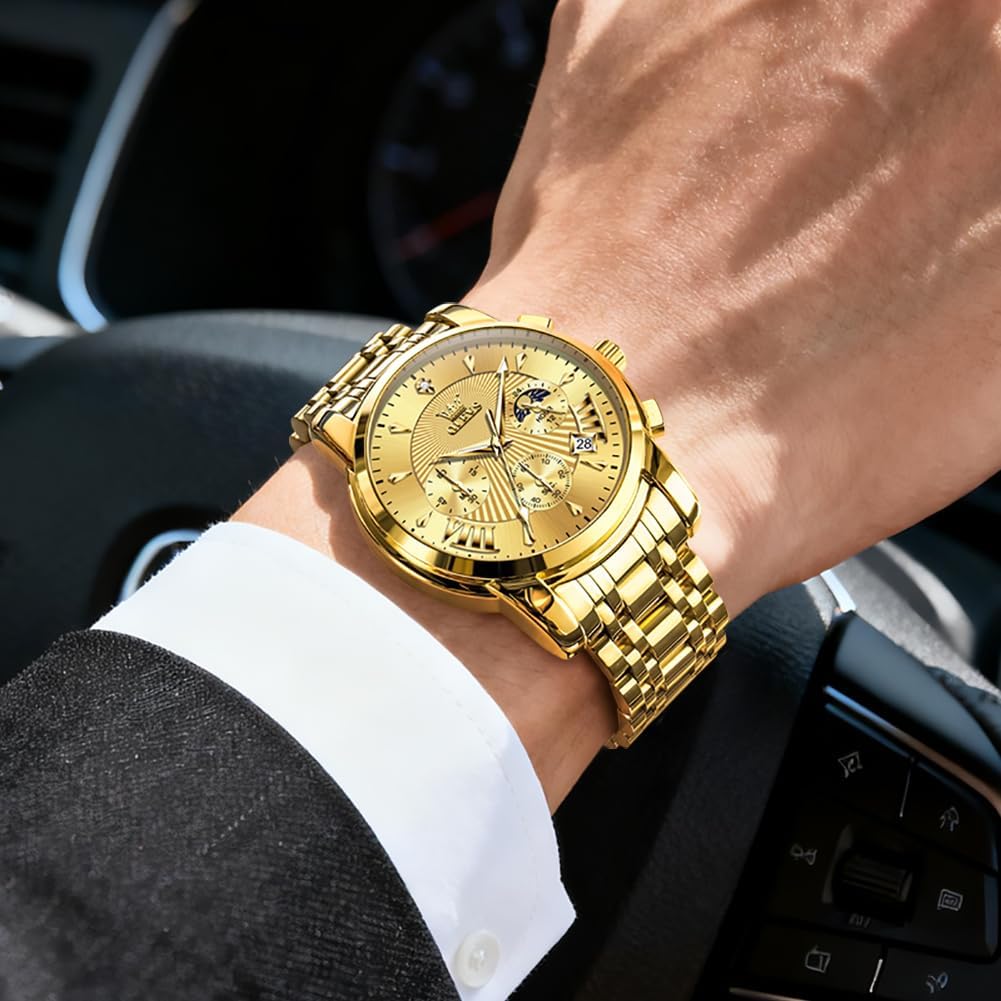 OLEVS Relojes para Hombres de Negocios de Acero Inoxidable, a Prueba de Agua, Estilo Casual Formal